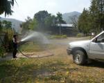 A firefighter demonstrates water hose in Makwanpur district (Image: ICIMOD)
