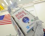 WorldView-3 getting ready for its launch one year ago (Image: DigitalGlobe)