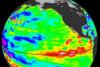 El Niño: strong wave of warm water approaching South America on January 2010.