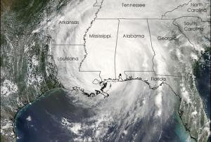 Satellite image of hurricane Katrina