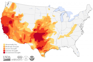 Scientists from the US created this map of dought areas