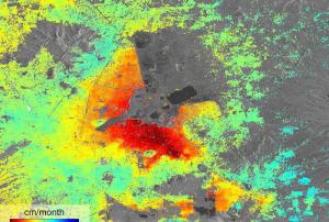 Radar satellites images showing Mexico City subsidence
