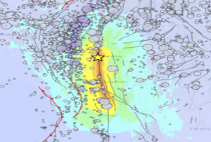 Regional Seismicity and seismic intensities from 28 March 25, M 7.7 Myanmar