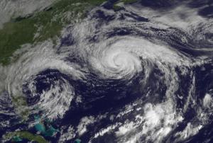 Image of Hurricane Joaquin over the Atlantic Ocean north of Bermuda taken by GOES East on October 5, 2015.
