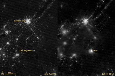Oil spill and oil fire followed a train derailing in Lac-Mégantic