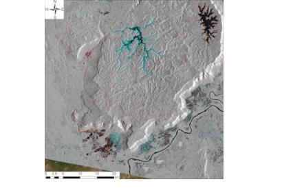 Color-composite image by pre and post radar satellite images